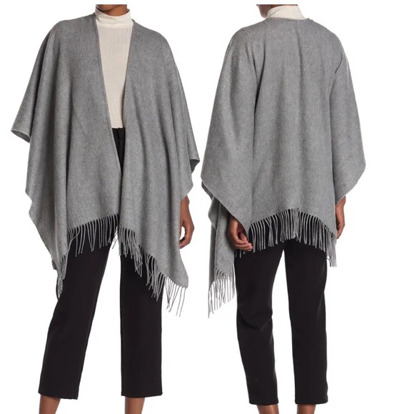 Portolano Accessories - EUC Portolano Wool Fringe Shawl Poncho